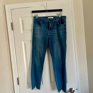 J Brand Medium Blue Cropped Slim Straight Jeans